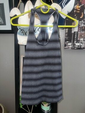 Lululemon Cool Racerback Capilano Stripe Tank Top in Charcoal and Black size 4